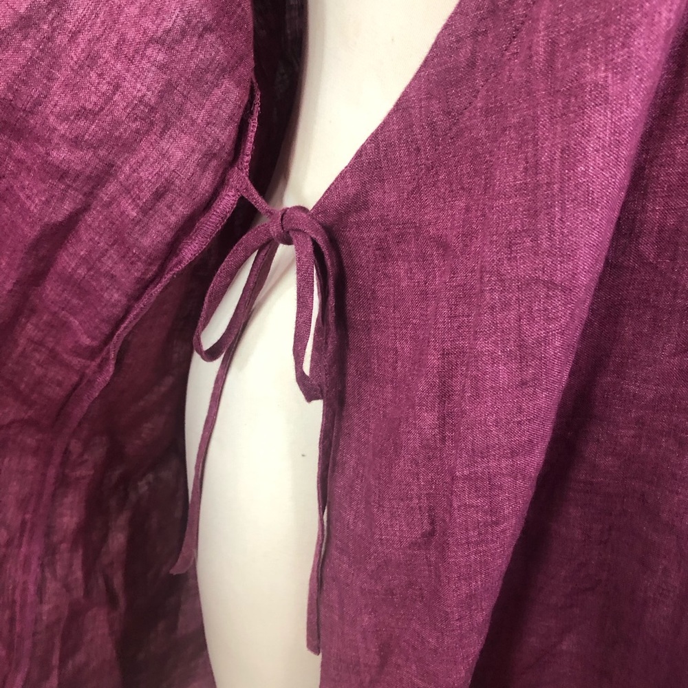 Eileen Fisher Plum Wrap Linen Dress - Picture 4 of 8